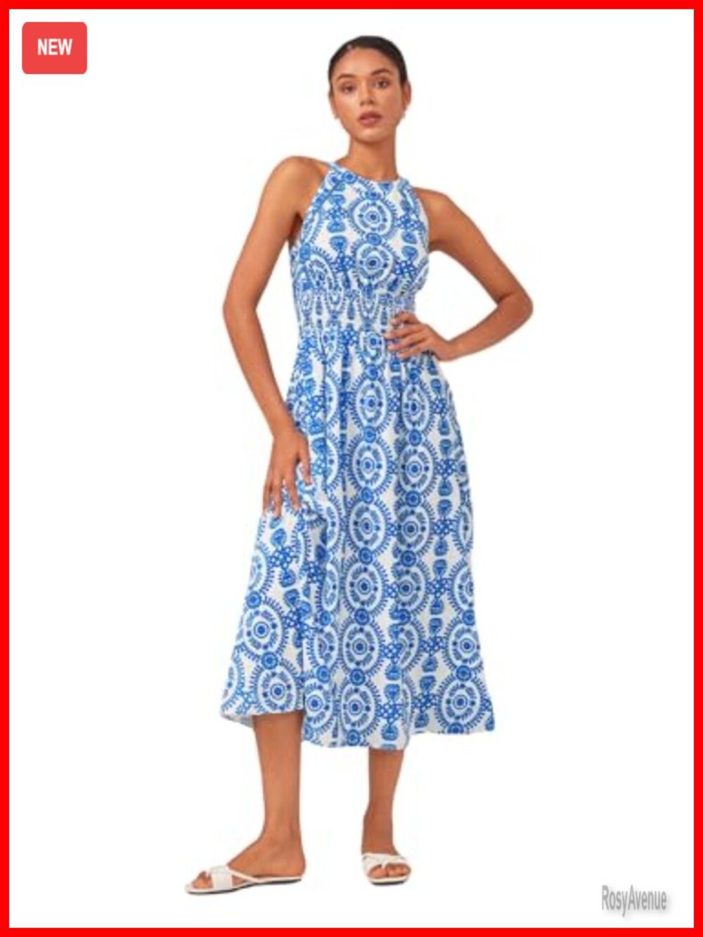 ADOR Chiffon Halter Maxi Dress Backless Smocked Floral Formal